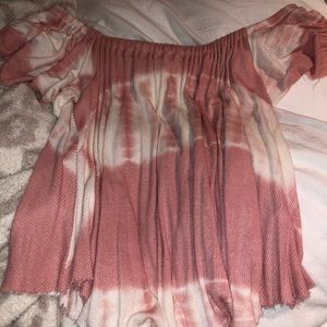 Pink and white tye dye top